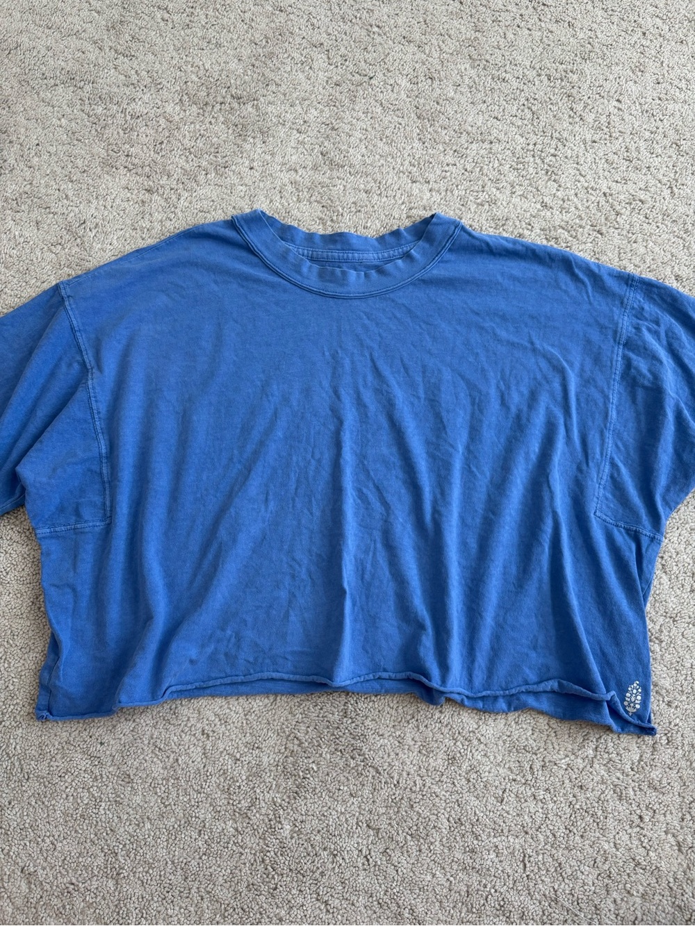 Free People Movement Royal Blue Oversized Cropped Tee Medium